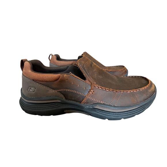Skechers Goga Mat Arch Slip-Ins Shoes Men 11 Brown Leather Upper Memory Foam main image 5
